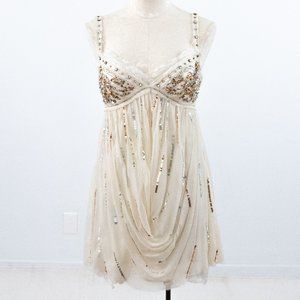 Vintage Y2K S Boho Glam Party Dress White Ivory